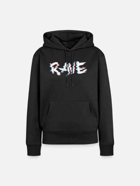 Rave Glitch Trippy Techno - Frauen Premium Bio Hoodie - Schwarz