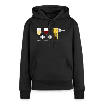 Vin rouge et Vin blanc et Pâtes - Sweat à capuche Premium bio Femme - noir - Devant - Julia (174cm)