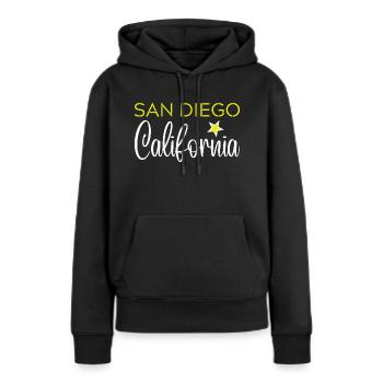 San Diego California - Sweat à capuche Premium bio Femme - noir - Devant - Julia (174cm)