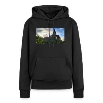 Burg Falkenstein - Frauen Premium Bio Hoodie - Schwarz - Vorne - Julia (174cm)