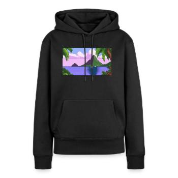 Piton ,Sainte-Lucie - Pixel Art - Sweat à capuche Premium bio Femme - noir - Devant - Julia (174cm)