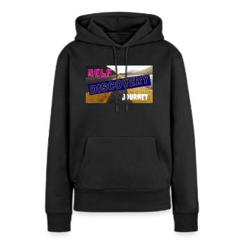 Voyage à la découverte de soi - Sweat à capuche Premium bio Femme - noir - Devant - Julia (174cm)