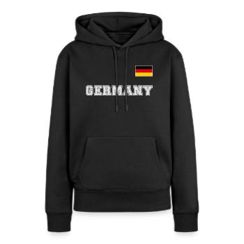 Maillot de l’Allemagne look ALLEMAGNE avec drapeau - Sweat à capuche Premium bio Femme - noir - Devant - Julia (174cm)