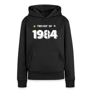 Best of 1984 - Sweat à capuche Premium bio Femme - noir - Devant - Julia (174cm)