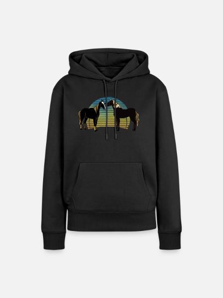 Pferde - Frauen Premium Bio Hoodie - Schwarz