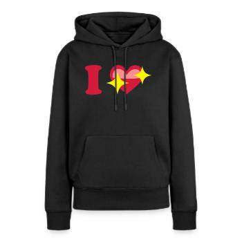 I love - Frauen Premium Bio Hoodie - Schwarz - Vorne - Julia (174cm)