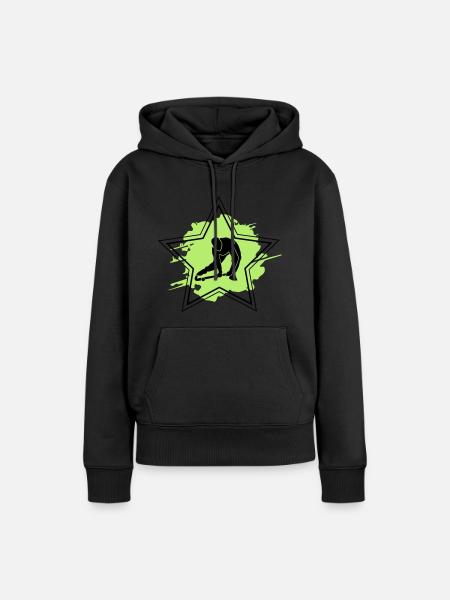 Hockey Star - Frauen Premium Bio Hoodie - Schwarz