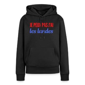 Je peux pas j'ai Les landes - Sweat à capuche Premium bio Femme - noir - Devant - Julia (174cm)