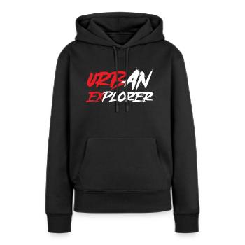 Urban Explorer - Urbex - Sweat à capuche Premium bio Femme - noir - Devant - Julia (174cm)