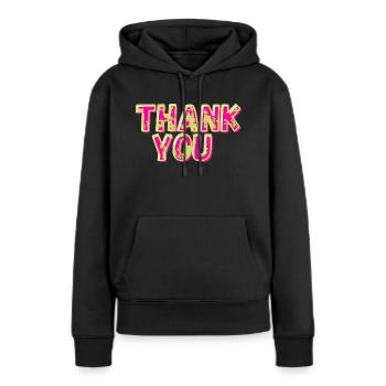 Merci Merci Merci Rose Vert Merci - Sweat à capuche Premium bio Femme - noir - Devant - Julia (174cm)