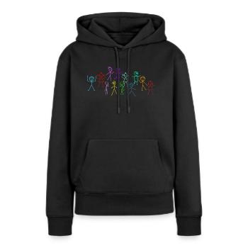 Strichmännchen - Frauen Premium Bio Hoodie - Schwarz - Vorne - Julia (174cm)
