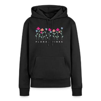 Blumige Vibes - Geschenkidee - Frauen Premium Bio Hoodie - Schwarz - Vorne - Julia (174cm)