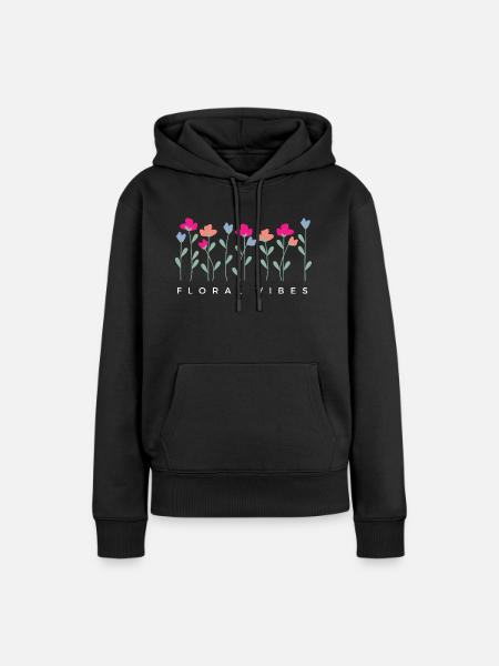 Blumige Vibes - Geschenkidee - Frauen Premium Bio Hoodie - Schwarz