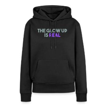 L’ÉCLAT EST RÉEL - Sweat à capuche Premium bio Femme - noir - Devant - Julia (174cm)