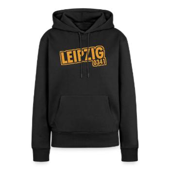 Leipzig - 0341 - Vorwahl - Sachsen - Frauen Premium Bio Hoodie - Schwarz - Vorne - Julia (174cm)