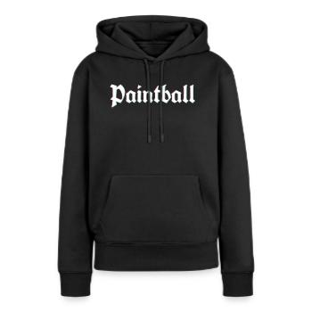 Rustikales Paintball-Logo mit 3D-Verzerrungseffekt - Frauen Premium Bio Hoodie - Schwarz - Vorne - Julia (174cm)