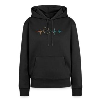 Battement de coeur rétro prisme - Sweat à capuche Premium bio Femme - noir - Devant - Julia (174cm)