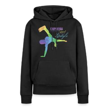 Capoeira - Sweat à capuche Premium bio Femme - noir - Devant - Julia (174cm)