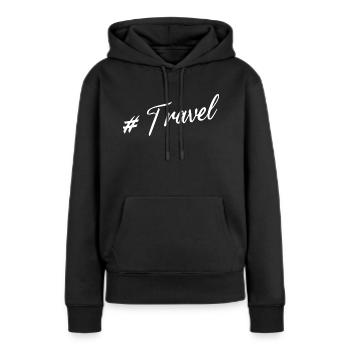 #Travel - Sweat à capuche Premium bio Femme - noir - Devant - Julia (174cm)