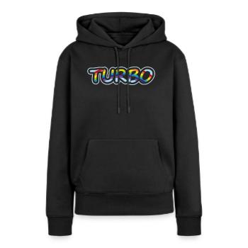Turbo. Stilvolles Design - Frauen Premium Bio Hoodie - Schwarz - Vorne - Julia (174cm)
