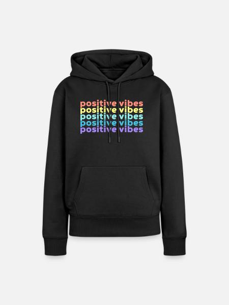 Positive Vibes (Regenbogen) - Frauen Premium Bio Hoodie - Schwarz