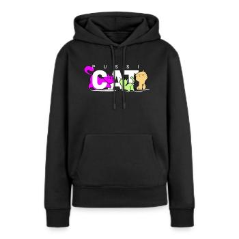 pussi cats weiss - Frauen Premium Bio Hoodie - Schwarz - Vorne - Julia (174cm)