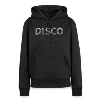 DISCO lettrage boule disco look danse devisefun - Sweat à capuche Premium bio Femme - noir - Devant - Julia (174cm)