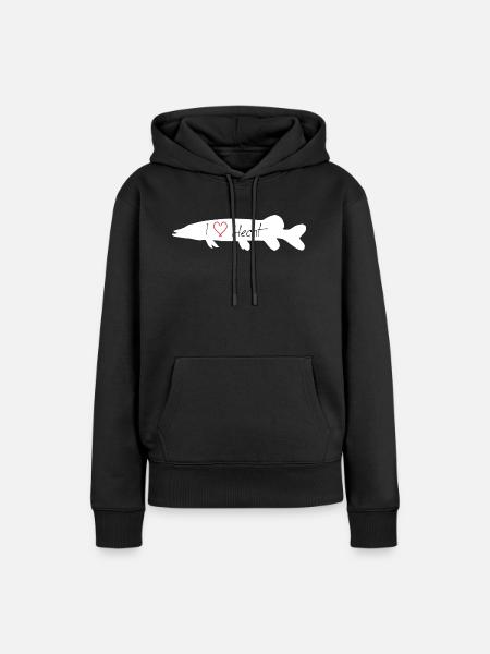 I Love Hecht weiß - Frauen Premium Bio Hoodie - Schwarz