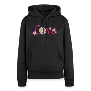 Love Liebe Blüten Frühling Muttertag Karneval - Frauen Premium Bio Hoodie - Schwarz - Vorne - Julia (174cm)