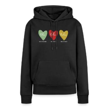 leben lieben lachen untertitel - Frauen Premium Bio Hoodie - Schwarz - Vorne - Julia (174cm)