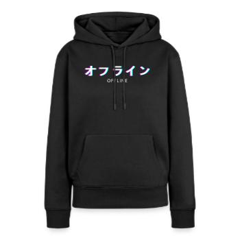 Offline Vaporwave Japan - Sweat à capuche Premium bio Femme - noir - Devant - Julia (174cm)