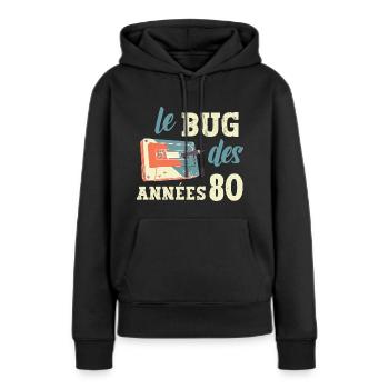 le bug des années 80 - Sweat à capuche Premium bio Femme - noir - Devant - Julia (174cm)