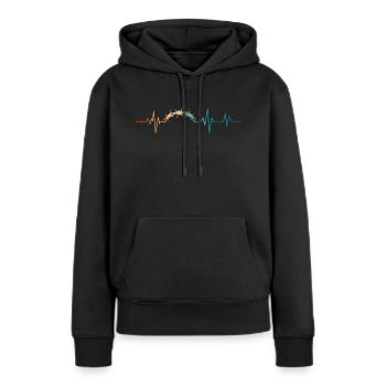 Retro Heartbeat Stacheldraht - Frauen Premium Bio Hoodie - Schwarz - Vorne - Julia (174cm)