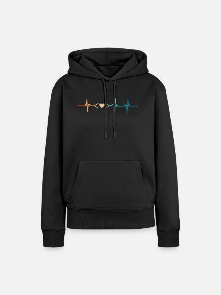 Heartbeat Coding Liebe - Frauen Premium Bio Hoodie - Schwarz