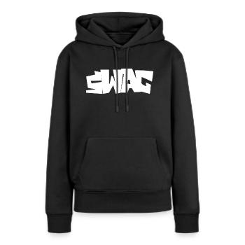SWAG - Frauen Premium Bio Hoodie - Schwarz - Vorne - Julia (174cm)