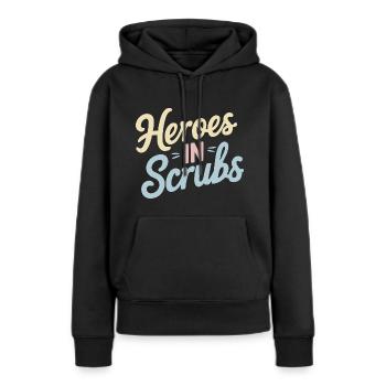 infirmière en soins intensifs, - Sweat à capuche Premium bio Femme - noir - Devant - Julia (174cm)