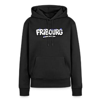 Fribourg Ultra - Sweat à capuche Premium bio Femme - noir - Devant - Julia (174cm)