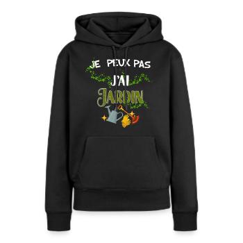 Je peux pas j'ai jardin citation homme femme - Sweat à capuche Premium bio Femme - noir - Devant - Julia (174cm)