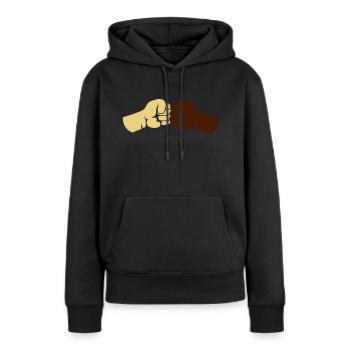 Schwarz Weiß Bros - Frauen Premium Bio Hoodie - Schwarz - Vorne - Julia (174cm)