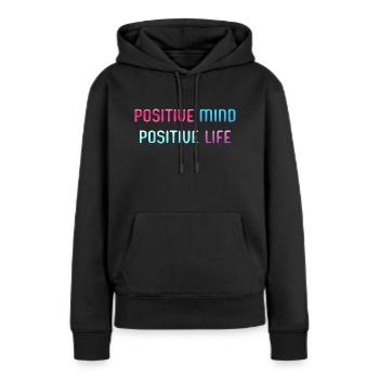 POSITIF, VIE POSITIVE - Sweat à capuche Premium bio Femme - noir - Devant - Julia (174cm)