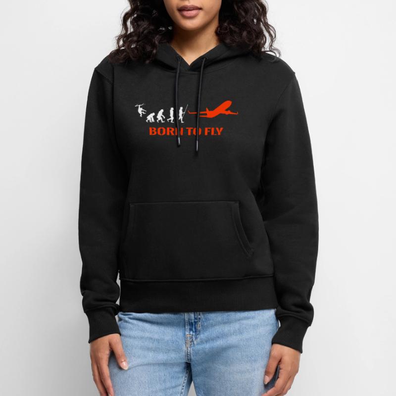 Flugzeug Pilot Evolution Frauen Premium Bio Hoodie