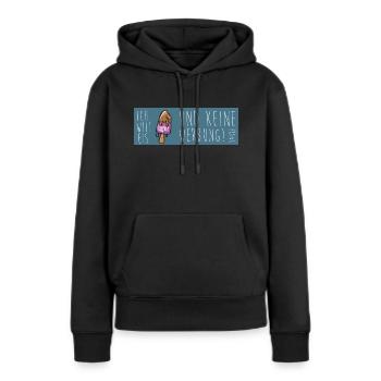 Ich will Eis und keine Werbung - Frauen Premium Bio Hoodie - Schwarz - Vorne - Julia (174cm)