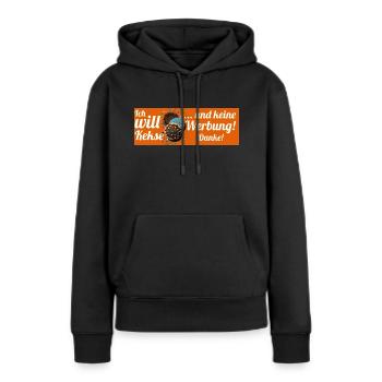 Ich will Kekse und keine Werbung! Keine Werbung! - Frauen Premium Bio Hoodie - Schwarz - Vorne - Julia (174cm)