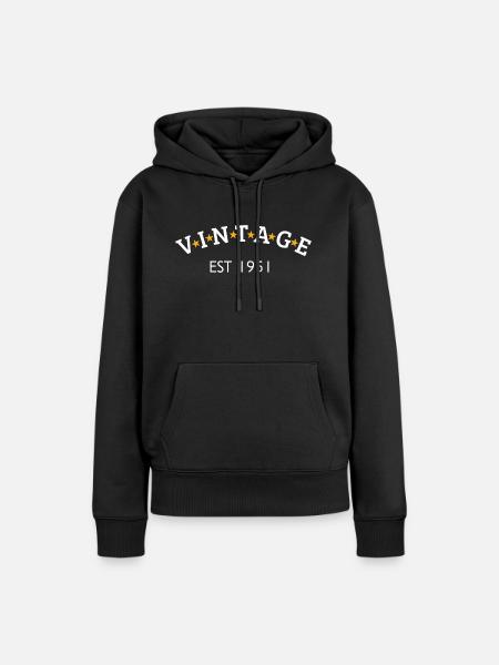 Vintage est 1951 - Dame Premium hoodie, økologisk bomuld - sort