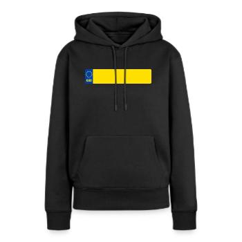 plaque d'immatriculation GB - Sweat à capuche Premium bio Femme - noir - Devant - Julia (174cm)
