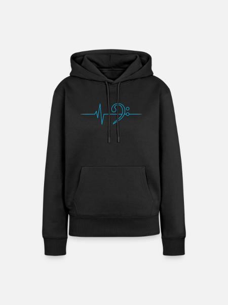 LowHeartBeat cyan - Frauen Premium Bio Hoodie - Schwarz