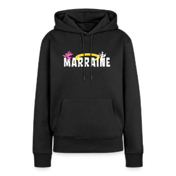 Marraine Baptême Auréole Anges - Sweat à capuche Premium bio Femme - noir - Devant - Julia (174cm)