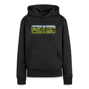 Troupeau de moutons en pâturage - Sweat à capuche Premium bio Femme - noir - Devant - Julia (174cm)