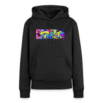 Graffiti tache de couleur Streetart - Sweat à capuche Premium bio Femme - noir - Devant - Julia (174cm)