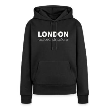 LONDON - Frauen Premium Bio Hoodie - Schwarz - Vorne - Julia (174cm)